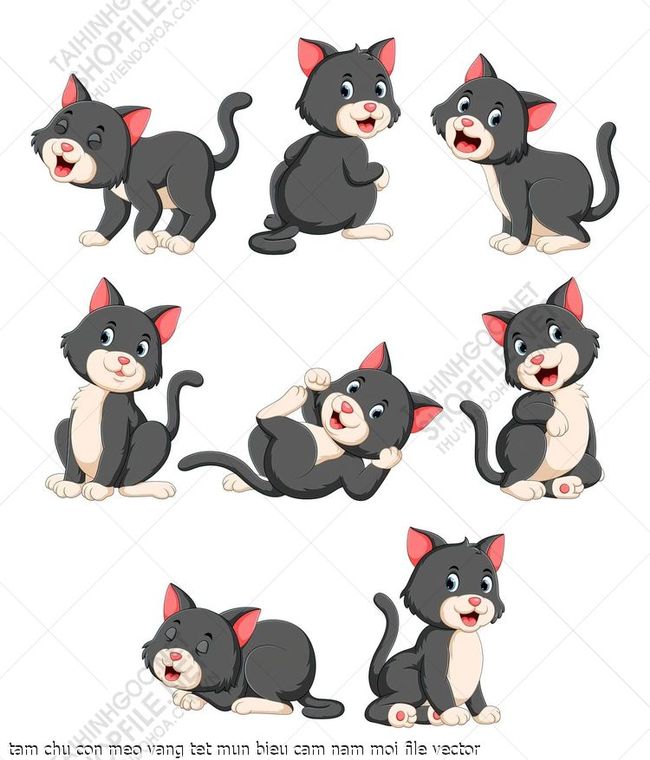 tam chu con meo vang tet mun bieu cam nam moi file vector